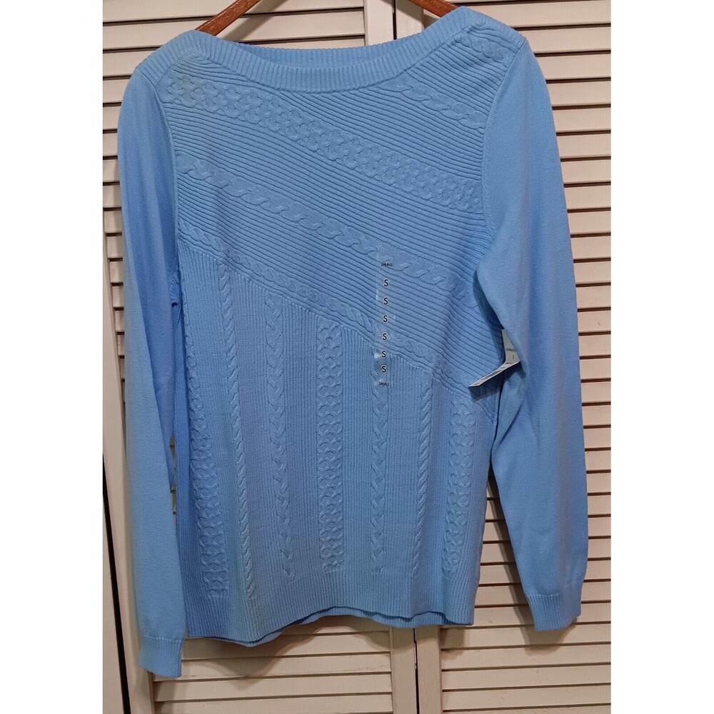 Kim Rogers Blue Cable Knit Lightweight Long Sleeve Sweater Top NWT / Size S